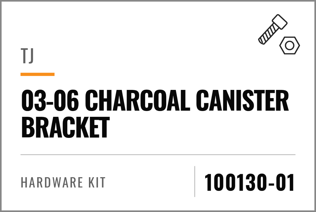 100130-01 Hardware Kit (TJ 03-06 Charcoal Canister Bracket) — kit identification; see Kit Includes.