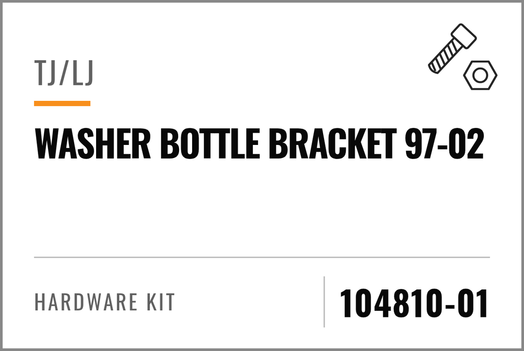 104810-01 Hardware Kit (TJ/LJ Washer Bottle Bracket 97-02) — kit identification; see Kit Includes.