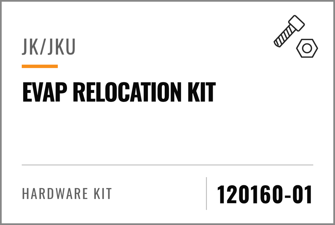 120160-01 Hardware Kit (JK/JKU Evap Relocation Kit) — kit identification; see Kit Includes.