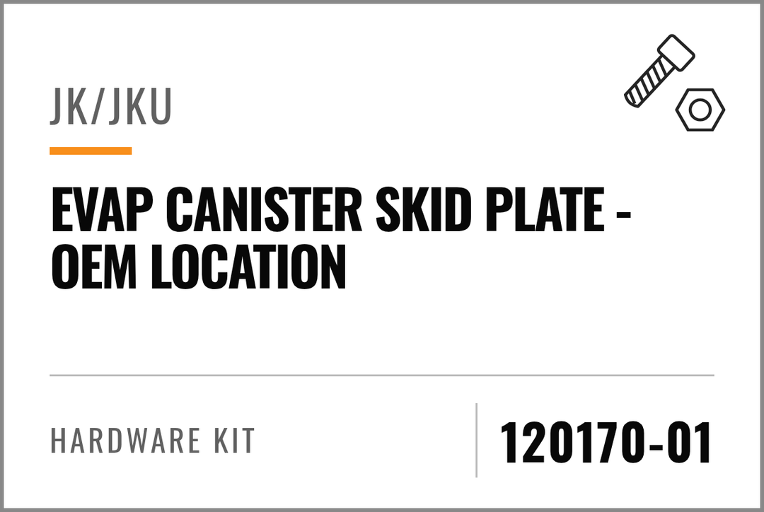 120170-01 Hardware Kit (JK/JKU Evap Canister Skid Plate - OEM Location) — kit identification; see Kit Includes.
