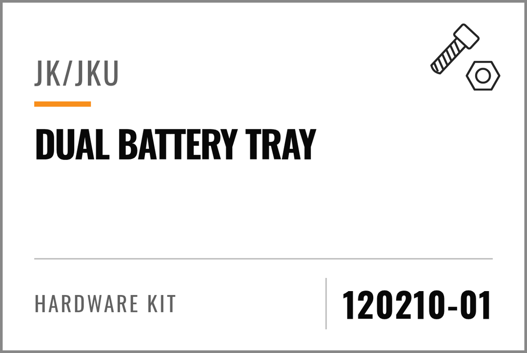 120210-01 Hardware Kit (JK/JKU Dual Battery Tray) — kit identification; see Kit Includes.