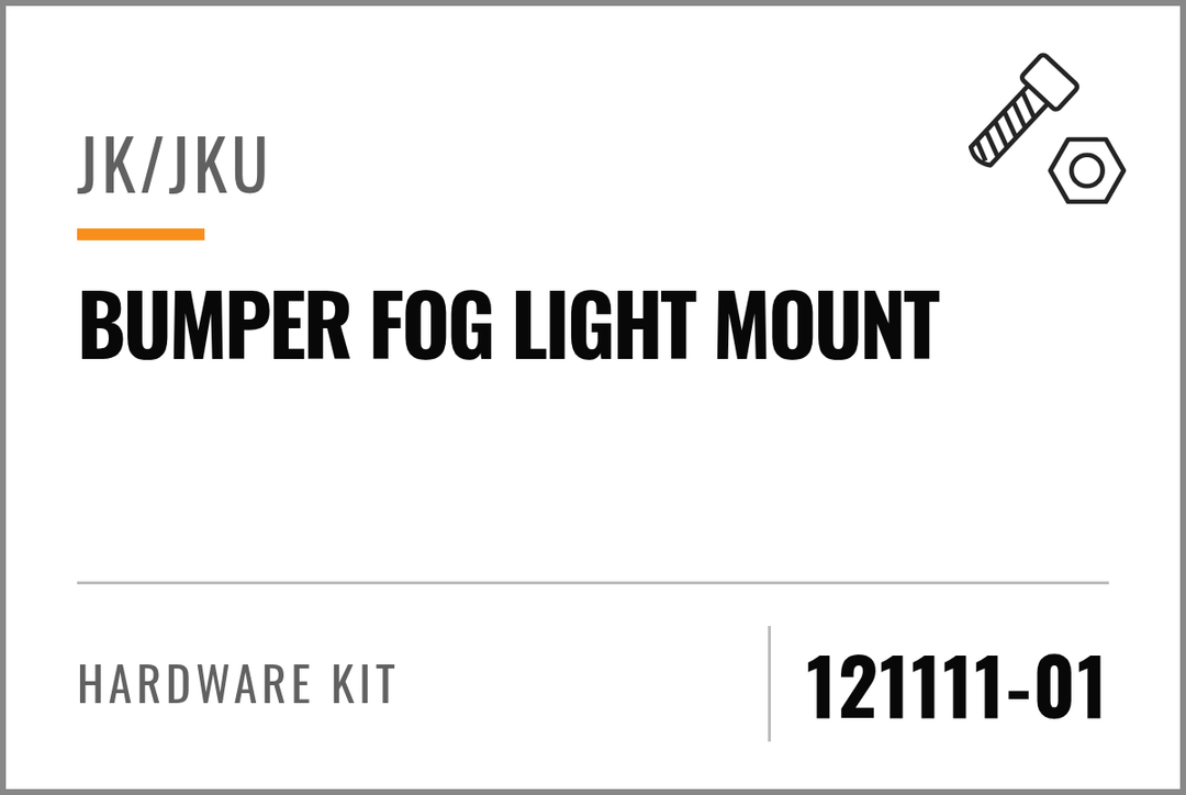 121111-01 Hardware Kit (JK/JKU Bumper Fog Light Mount) — kit identification; see Kit Includes.