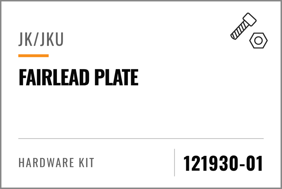 121930-01 Hardware Kit (JK/JKU Fairlead Plate) — kit identification; see Kit Includes.