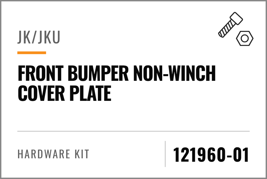 121960-01 Hardware Kit (JK/JKU Front Bumper Non-Winch Cover Plate) — kit identification; see Kit Includes.