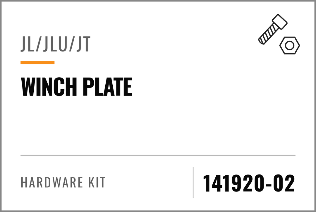 141920-02 Hardware Kit (JL/JLU/JT Winch Plate) — kit identification; see Kit Includes.