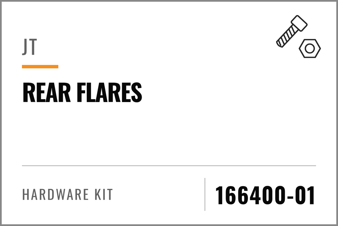 166400-01 Hardware Kit (JT Rear Flares) — kit identification; see Kit Includes.