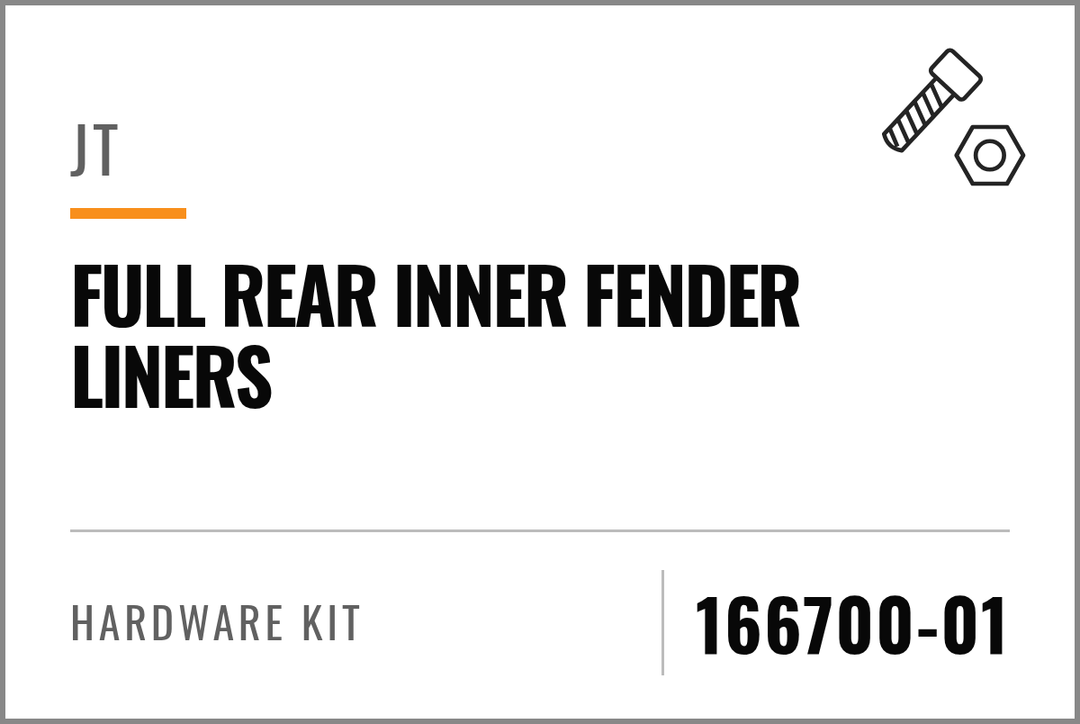 166700-01 Hardware Kit (JT Full Rear Inner Fender Liners) — kit identification; see Kit Includes.