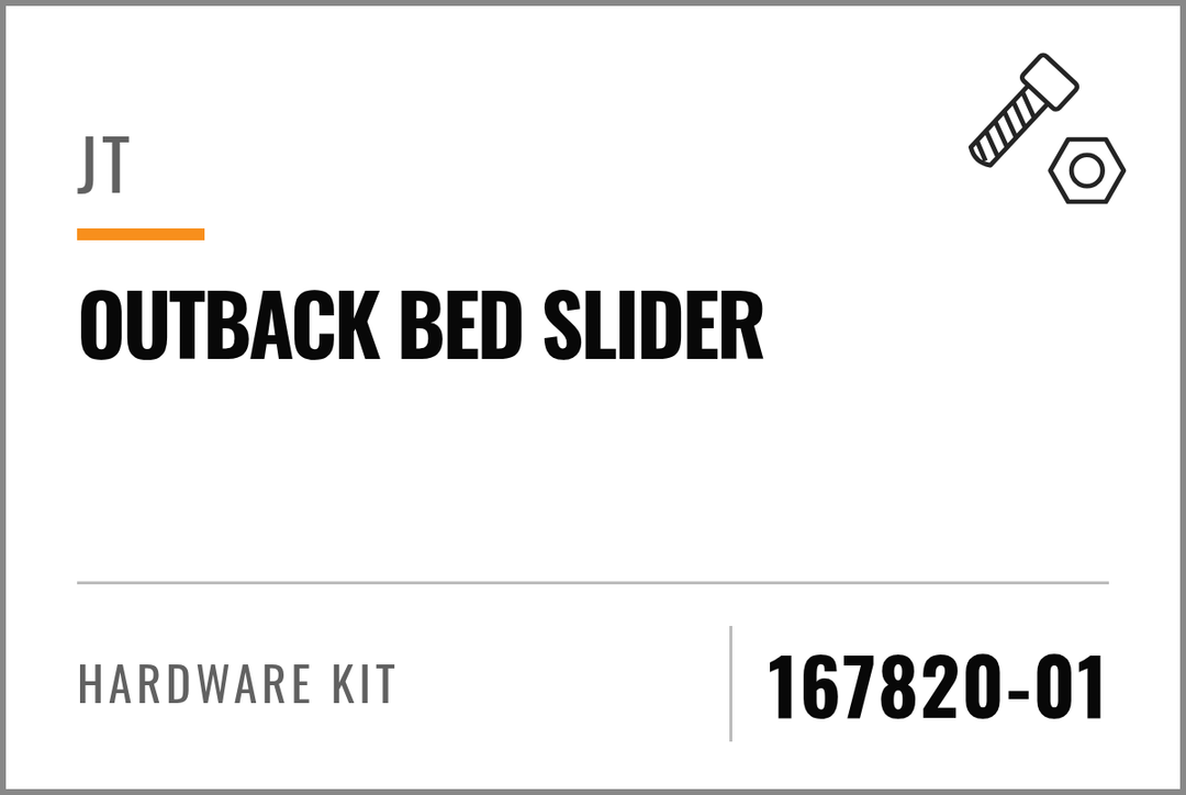 167820-01 Hardware Kit (JT Outback Bed Slider) — kit identification; see Kit Includes.