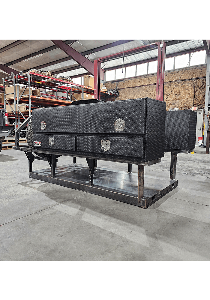 Drop In Chase Rack - Nemesis IndHeavy Duty Truck Bed Rack with Dual 40 inch Spare Tire Carrier - Ford and Ram HD