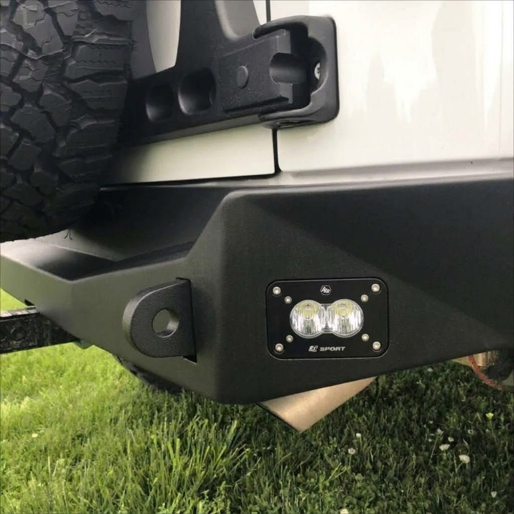 JK/JKU Voyager Mid Width Rear Bumper with Shackles and Rigid SR/M Light Cutouts - Nemesis Industries